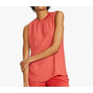 ALFANI sz L orange cranberry spice mock neck sleeveless layered top NWT B56